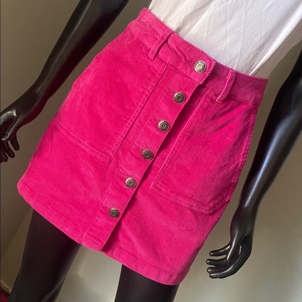 Wild Fable Fuchsia Corduroy Skirt with Buttons